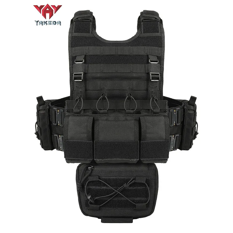 YAKEDA Tactical Vest MOLLE System Tactical Vest Wear-resistant Breathable Polyester Outdoor Live CS Full Set of Training Clothes