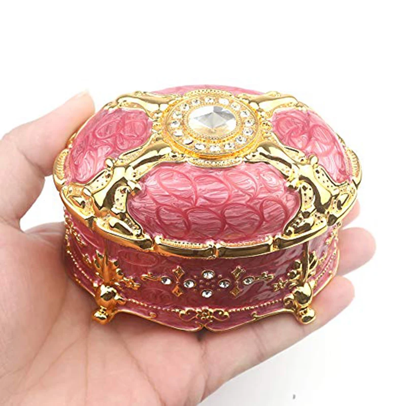 ROSIKING Oval Emboss Alloy Metal Music Box Wind Up Antique Jewelry Musical Boxes Anastasia Birthday Valentine's Day Gifts