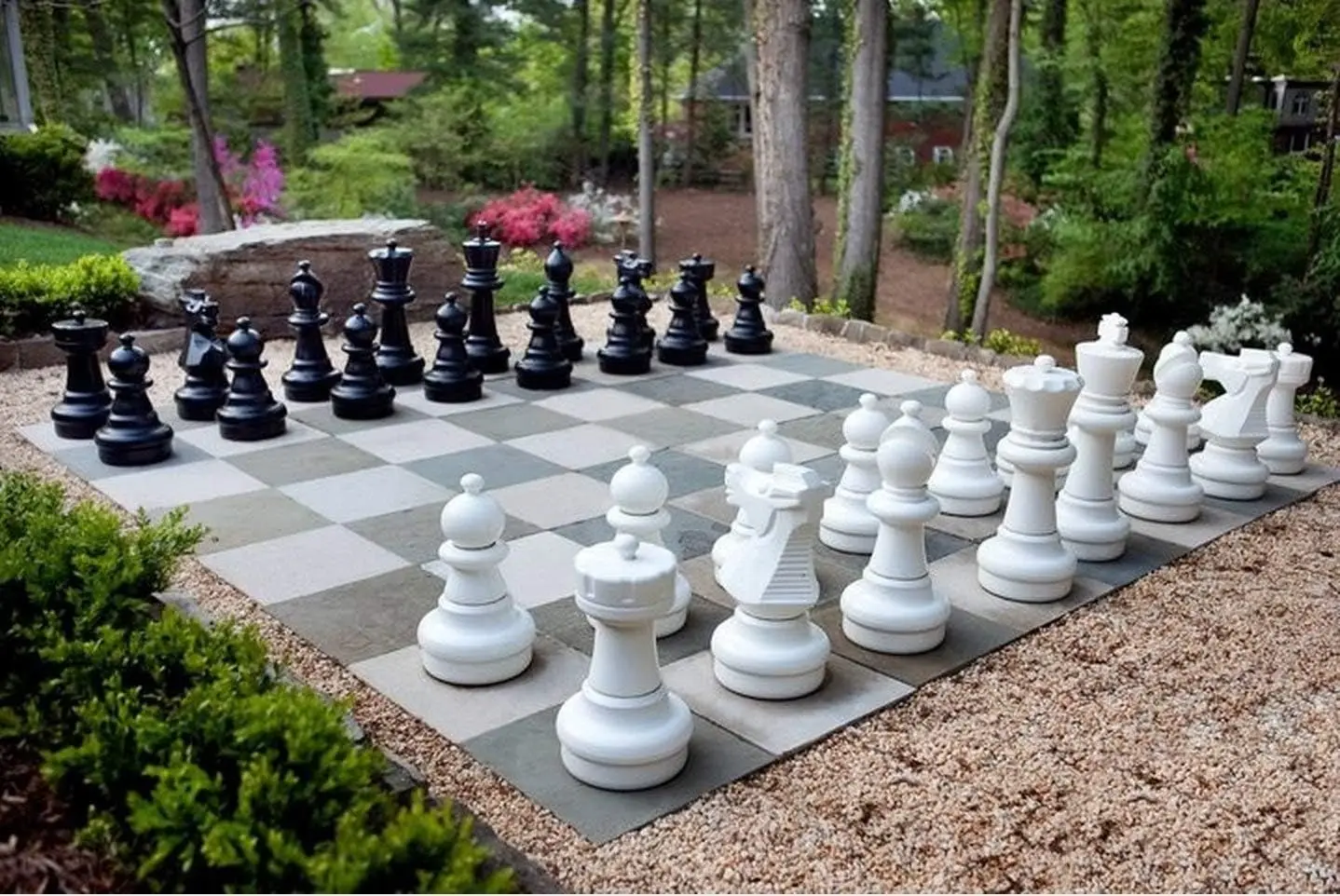 Giant Oversized Premium Complete Set of Chess Pieces with 25 Inch Tall King - Black and White