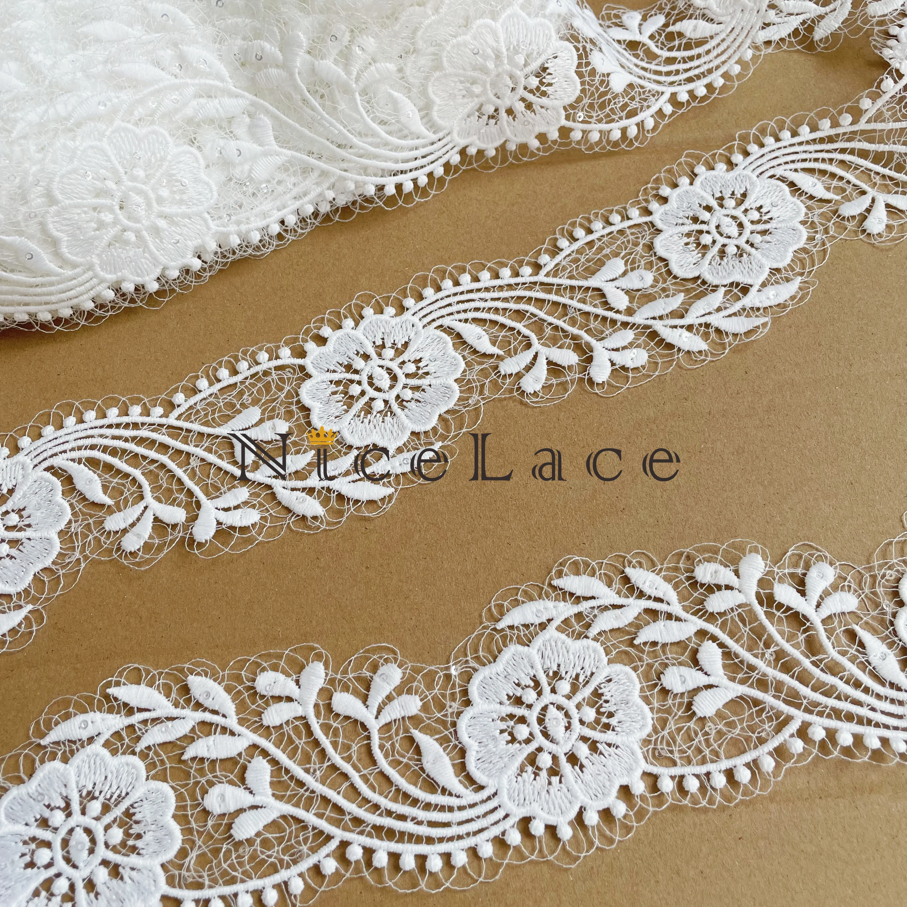 

Embroidery Guipure Trimming for Bridal Head Veils, Flowers Lace Borders, Sew Accessories, 5Yard, G45246, Free Shipping