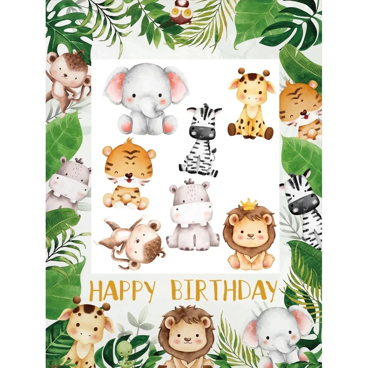 Jungle Animals Frame Photo Prop Tablecloth Birthday Party Decor For Home Kids Baby Shower Wild One Safari Party Supplies