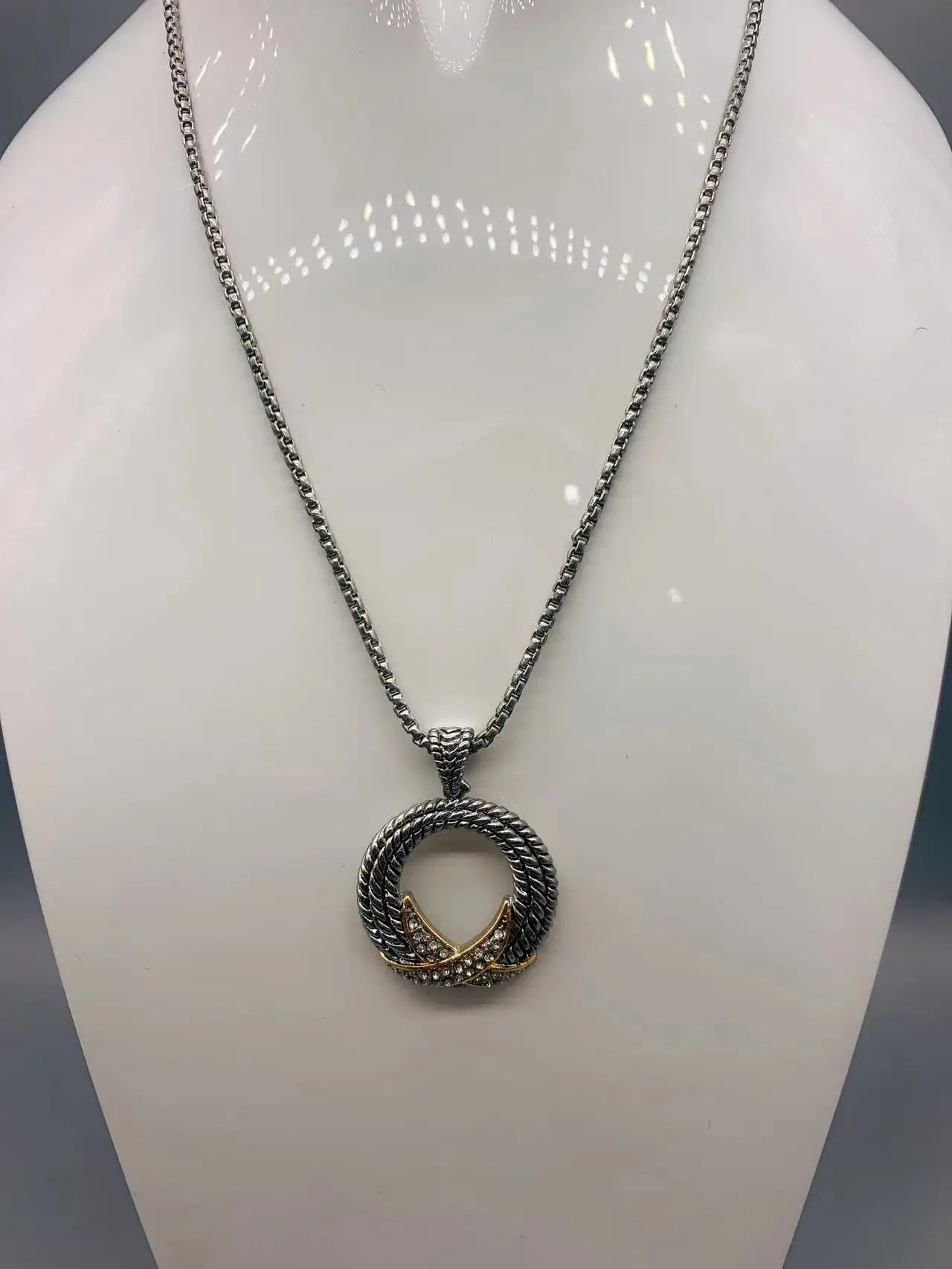 Le Han Jewelry X  Pendant Neckalce 18K Gold Plated With Clear  Cubic Zirconia