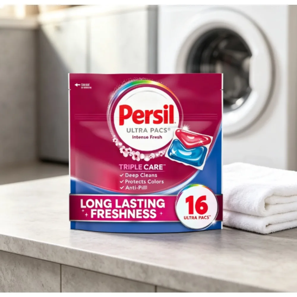 Persil Extra Strong Deep Clean Laundry Detergent Pods, Fresh and Pleasant Scent, 16 Pods Per Pack