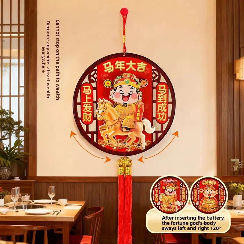 2026  Year Decorative Hanging Ornaments Swinging Wealth God 3D Hanging Ornament for New Home Moving And Wedding Celebration