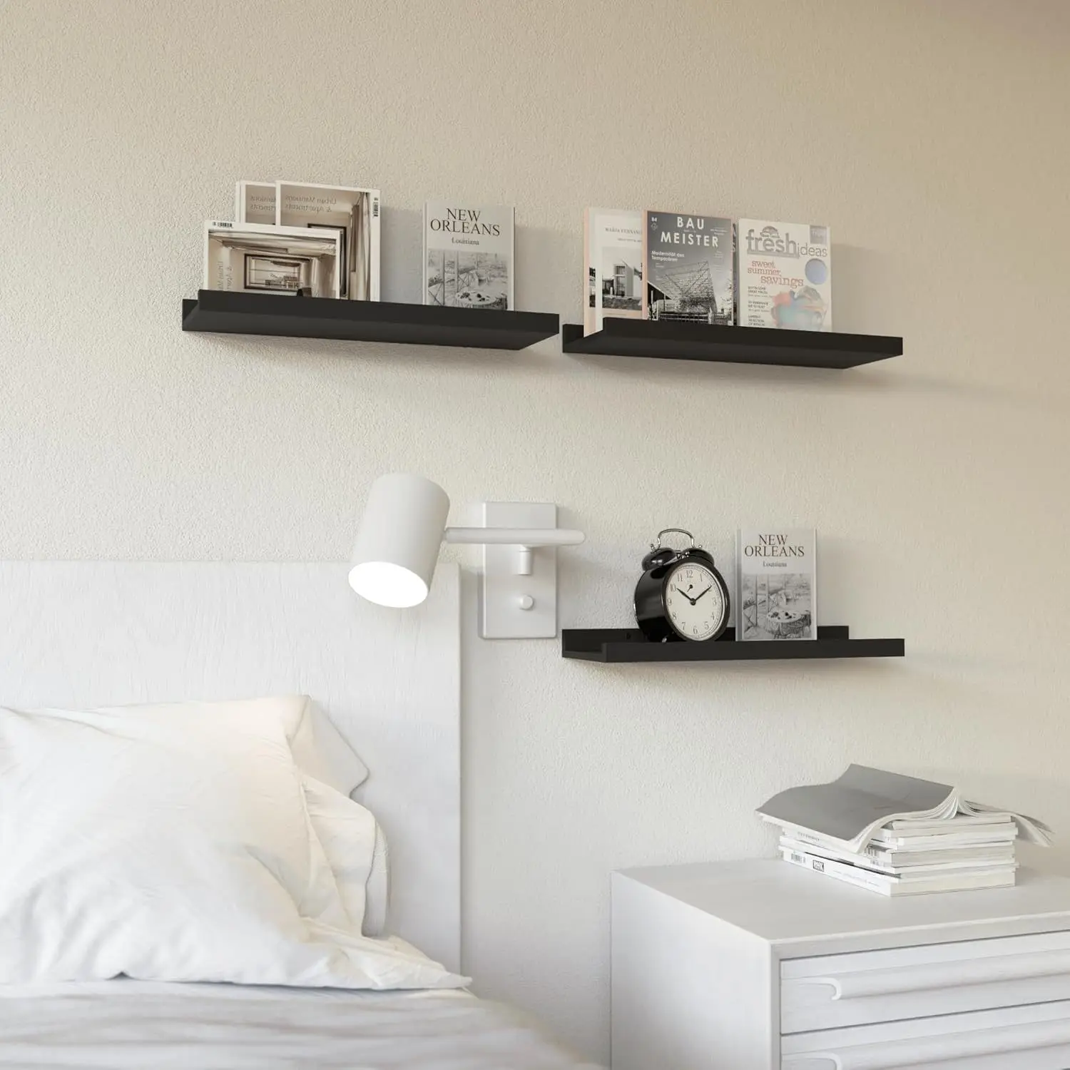 Creative wall storage rack 2-piece shelf simple home bookshelf ornament wall photo frame rack view 5
