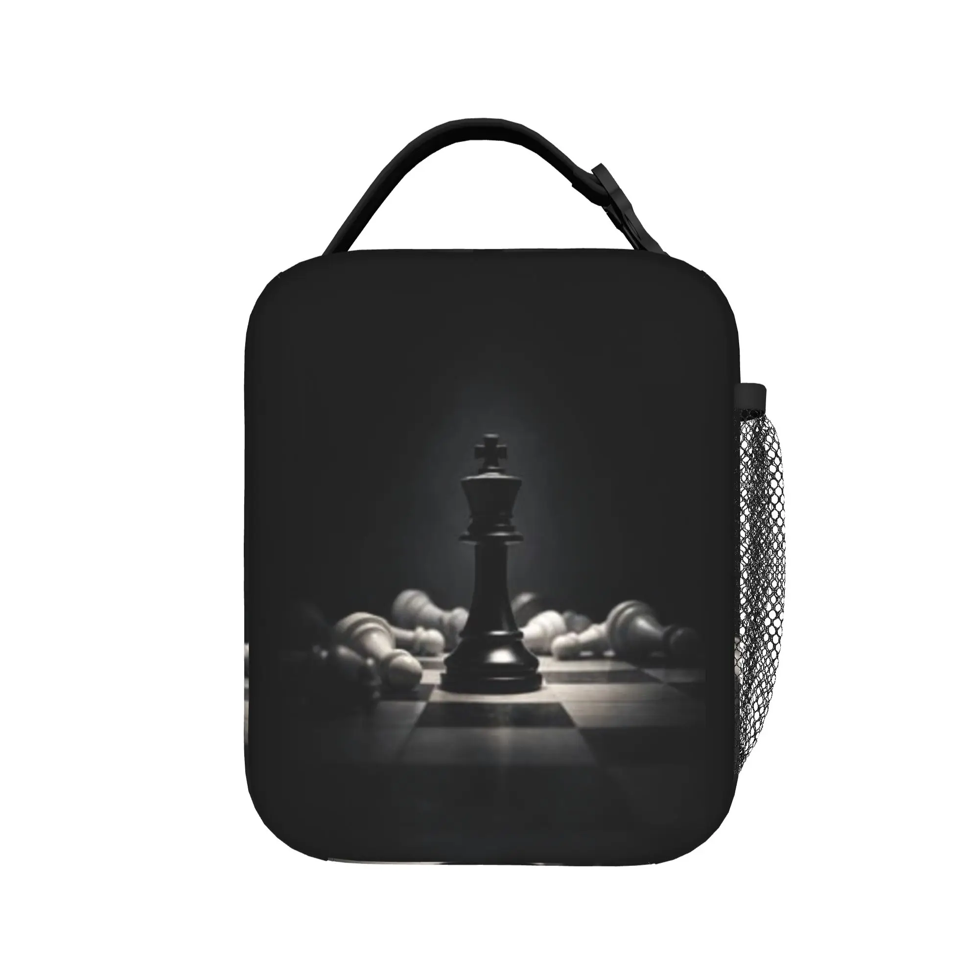 

Black King Chess The-chessboard Insulated Lunch Bag for Women Kids Leakproof Food Boxes Thermal Lunch Box Tote