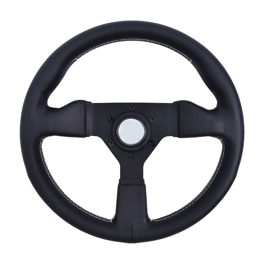 

M Brand High-End Italian Design 320MM Sport Steering Wheel White Stitch Simulation Steering Wheel with Silver Arrow Horn Button