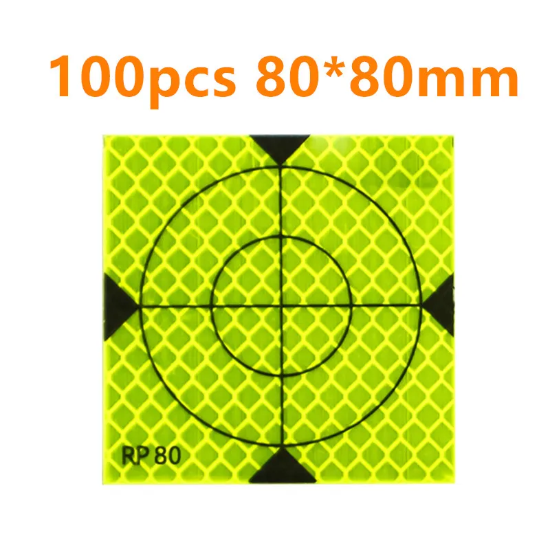 Superior Quality 100pcs  Prismatic Sheet Total Station Parts Reflective Sticker 60/50/40/30/80mm Tape Target Survey Fluorescent