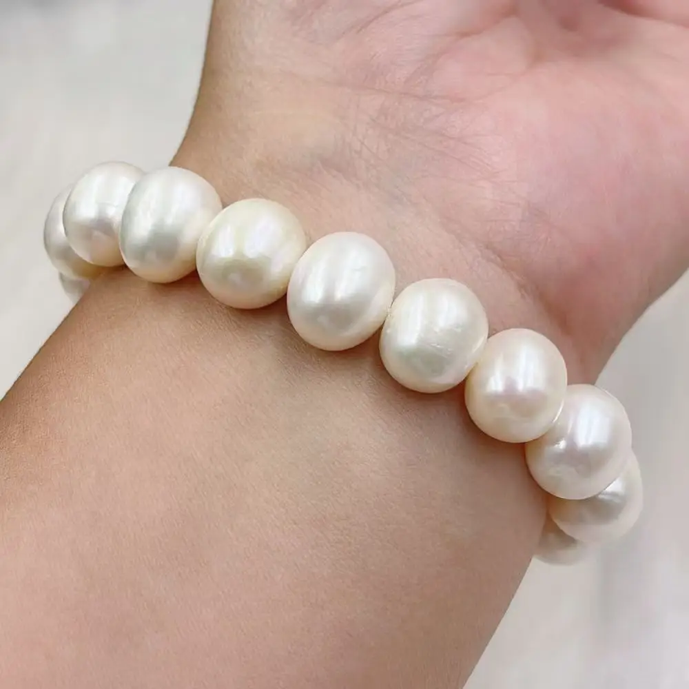 10X12mm AAA Grade White Genuine Natural Freshwater Pearl Women Fashion Jewelry Bracelet
