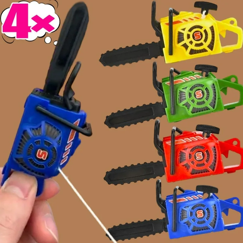 1/4Pcs Funny Mini Chainsaw Model Key Rings Realistic Logging Saw Key Decor Adults Stress Relief Handheld Power Saw Bag Pendant