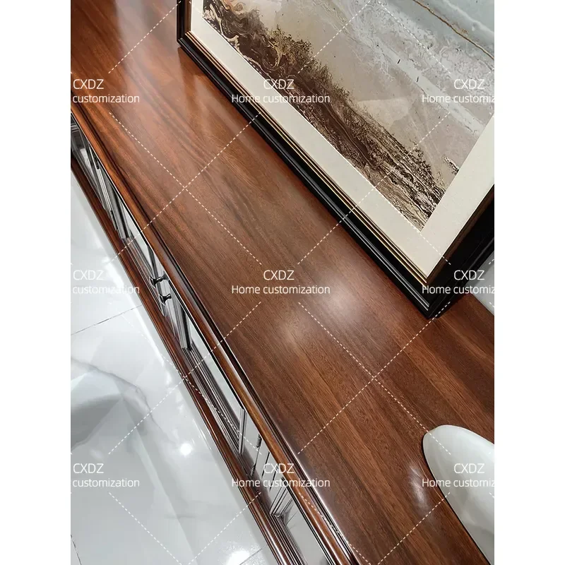 Black Walnut TV Cabinet Neoclassical Simple Living Room Combination All Solid Wood Bedroom Floor Storage Cabinet Furniture