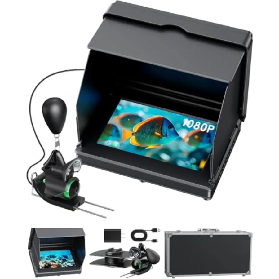 

Подводная камера для рыбалки с 5-дюймовым HD LCD-дисплеем, литий-ионным аккумулятором 10000 мАч, кабелем 30 метров, 4 ИК-светодиодами для лодки, озера, каяка, подледной рыбалки