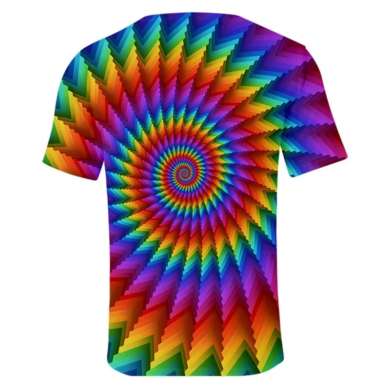 Summer New Men's Clothing Fashionable and Personalized 3D Print Pattern Spiral Color T-shirt Plus Size Casual and Comfortable - view 4