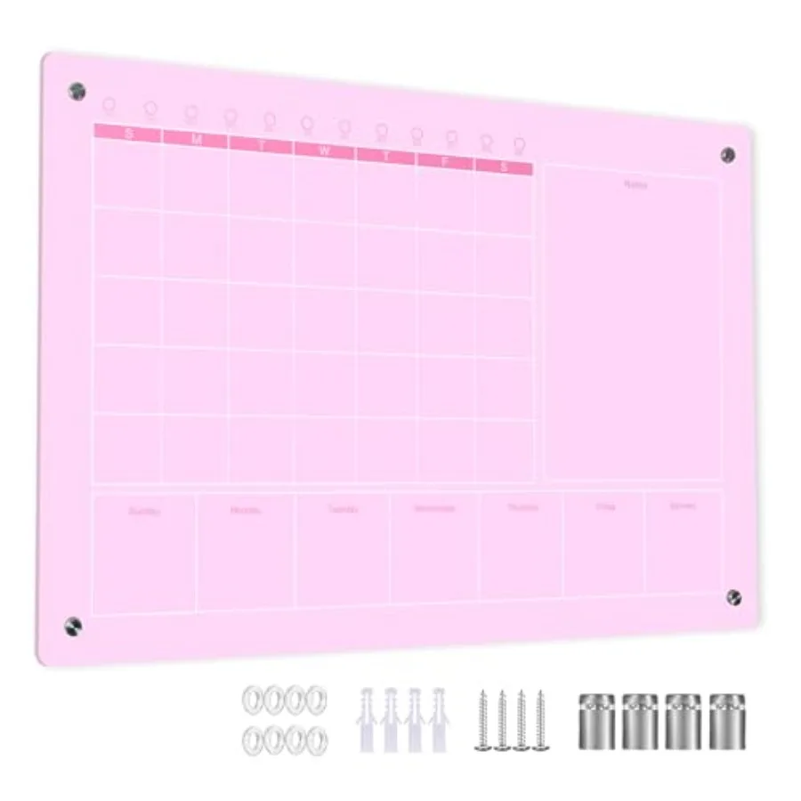 

Large Acrylic Calendar for Wall, 24"X16", Acrylic Dry Erase Calendar for Wall, Dry Erase Board for Home/Office