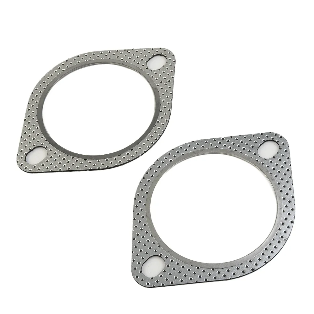 2pcs Car Flange Gasket Exhaust Gasket 2 Bolt 3Inch Downpipe Metal Multi Layer 76mm For Nissan For Honda For Toyota For Mazda