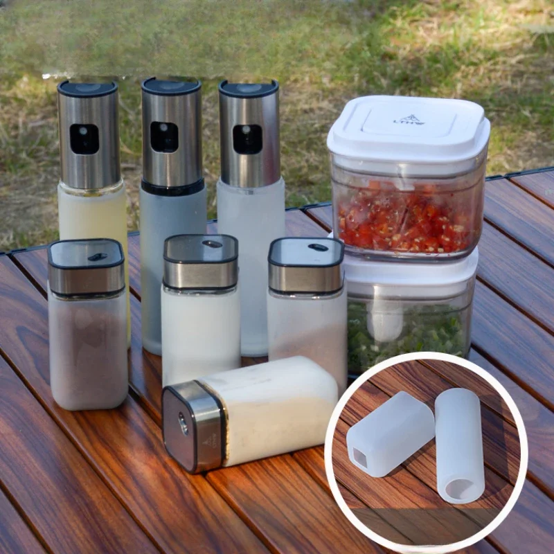 Large Seasoning Bottle 9-piece Set Outdoor Portable Picnic Seasoning Bottle Silicone Protective Kit