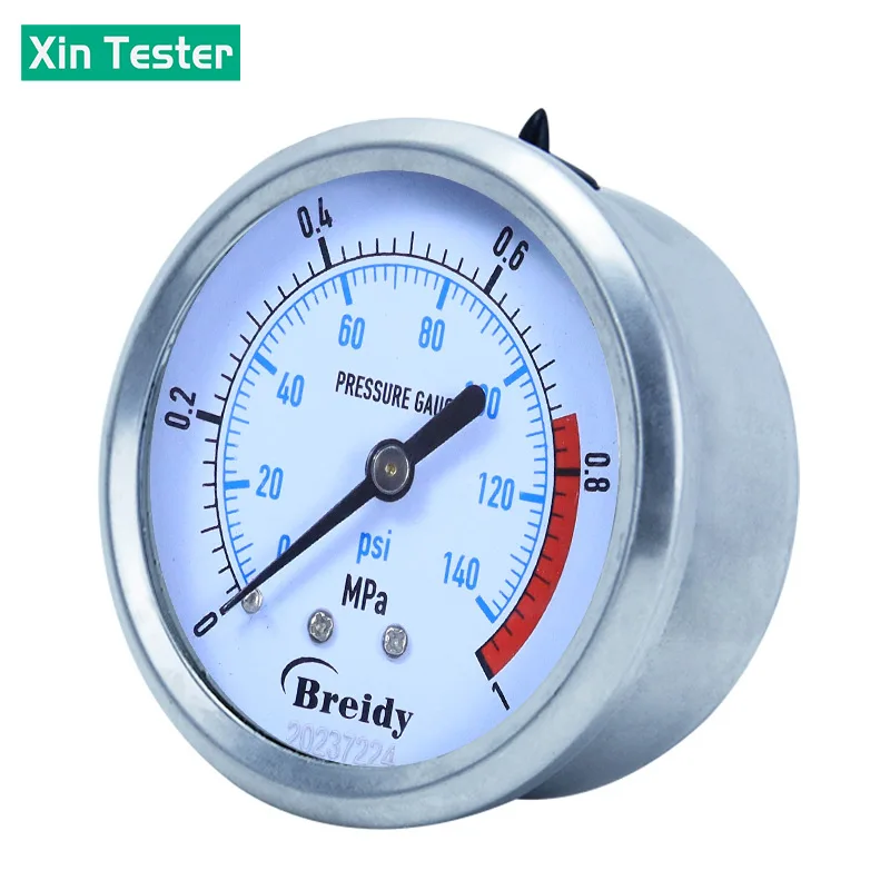 Xin Tester Pressure Gauge 0-60MPa Vertical Anti-vibration Stainless Steel Glycerin free Hydraulic Water Oil Air Thread G1/4 G1/2