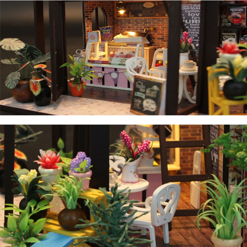 OUZEY Retro Journey Cafe DIY, drewniany domek 3D o tematyce czasu, kreatywny prezent urodzinowy dla nastolatków