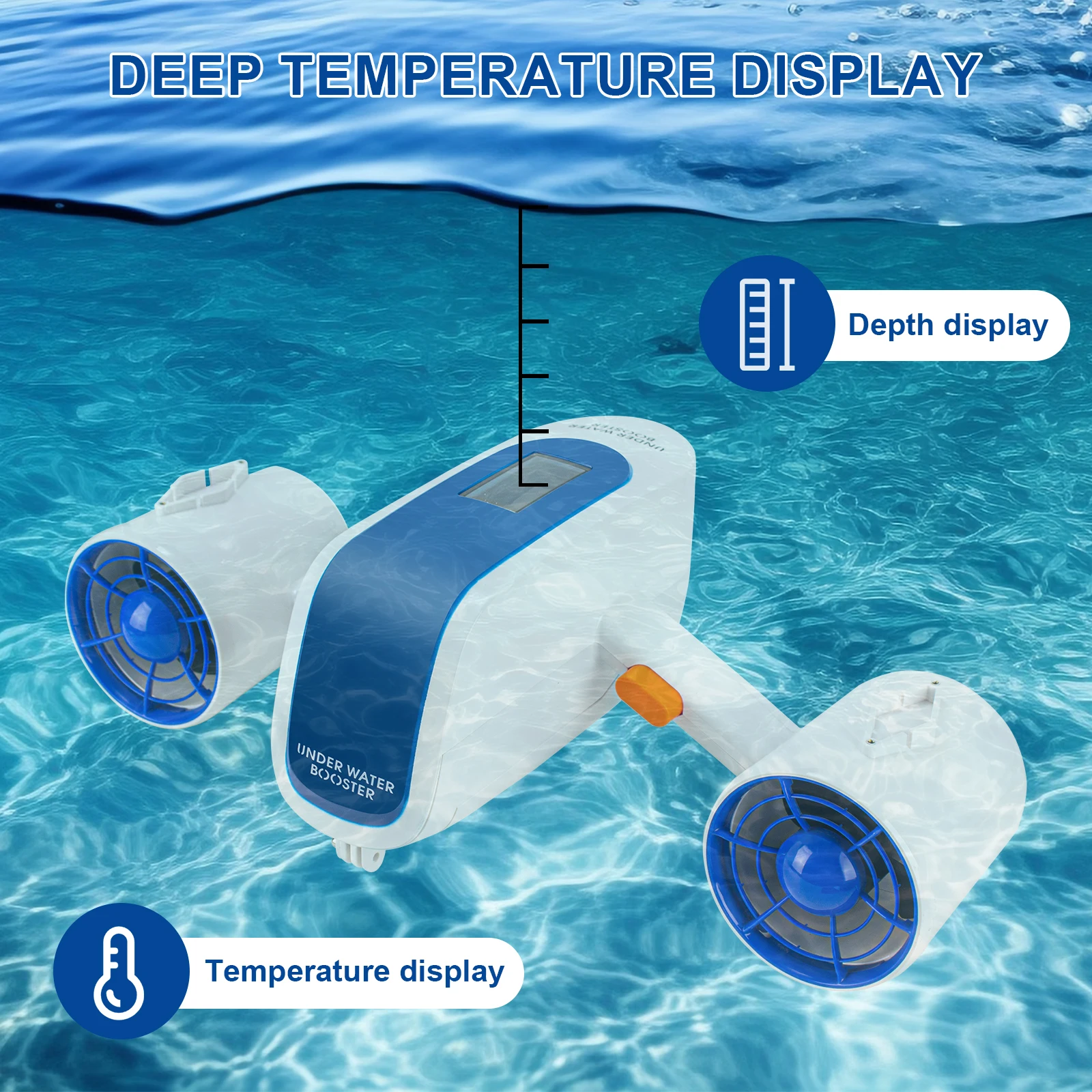 20m Deep Waterproof Underwater Scooter With Two Speed Adjustment For Sea Diving & Underwater Photography