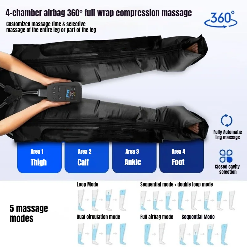 Jinkairui 4-Chamber Air Wave Leg Massager Full Leg Home Sports Rehabilitation Massager Size Optional