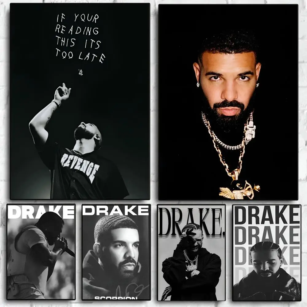 Black and White D-Drake Concert Cover Poster Self Adhesive Wall Art Decor for Bedroom Living Room Office Home Decor Gift