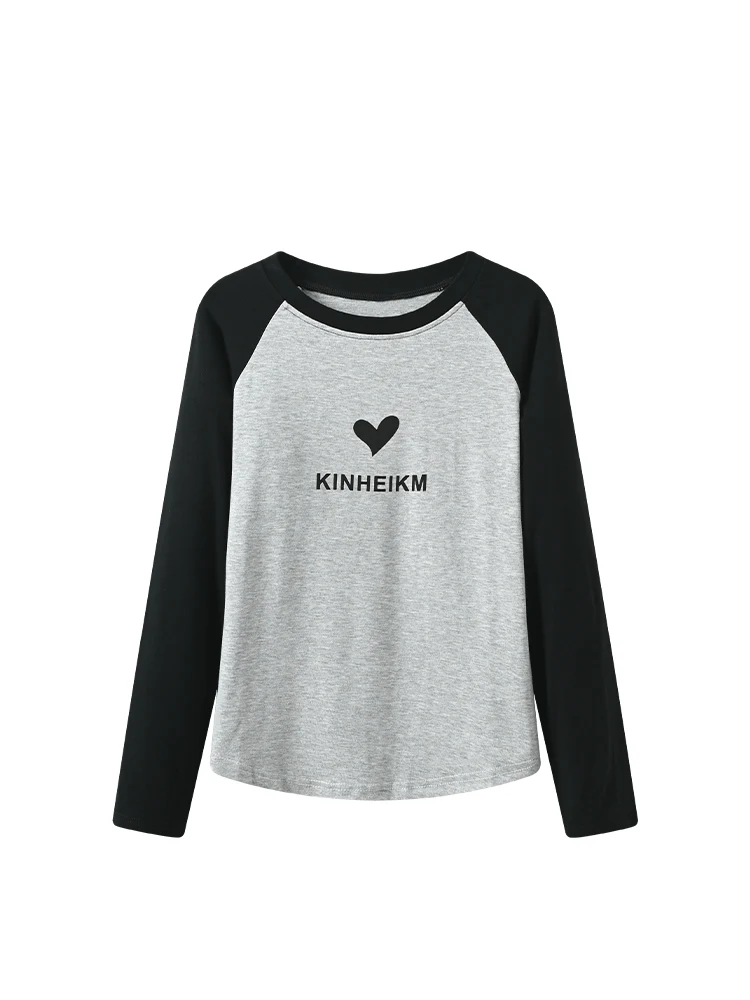 Cara CLUB talla grande larga Sve redonda Ne camiseta mujer principios de otoño nueva Sle Plump Sister Ele Anti-envejecimiento College Sle...