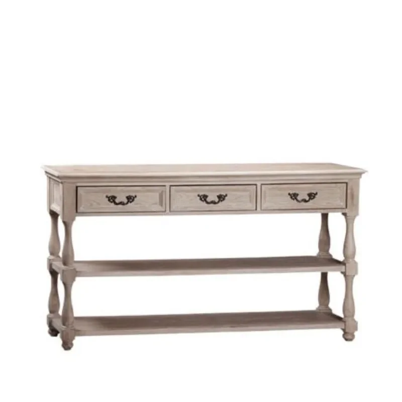 

American door entrance cabinet partition solid wood oak dining side cabinet living room retro old shelf carved entrance table