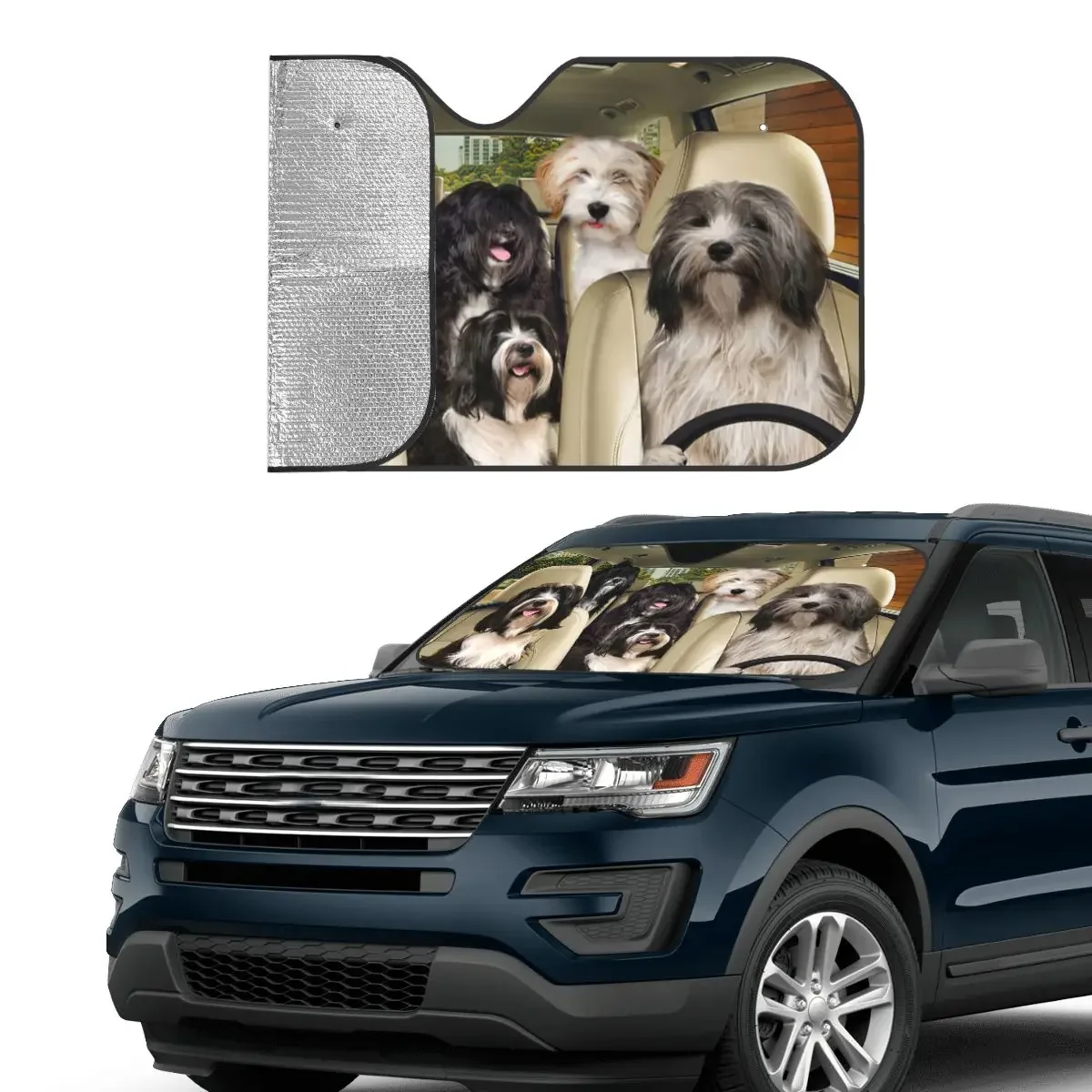 Puppy Dog Driver Awesome Windshield Sunshade 70x130cm Animals Aluminium Foil Sun Visor Car-styling