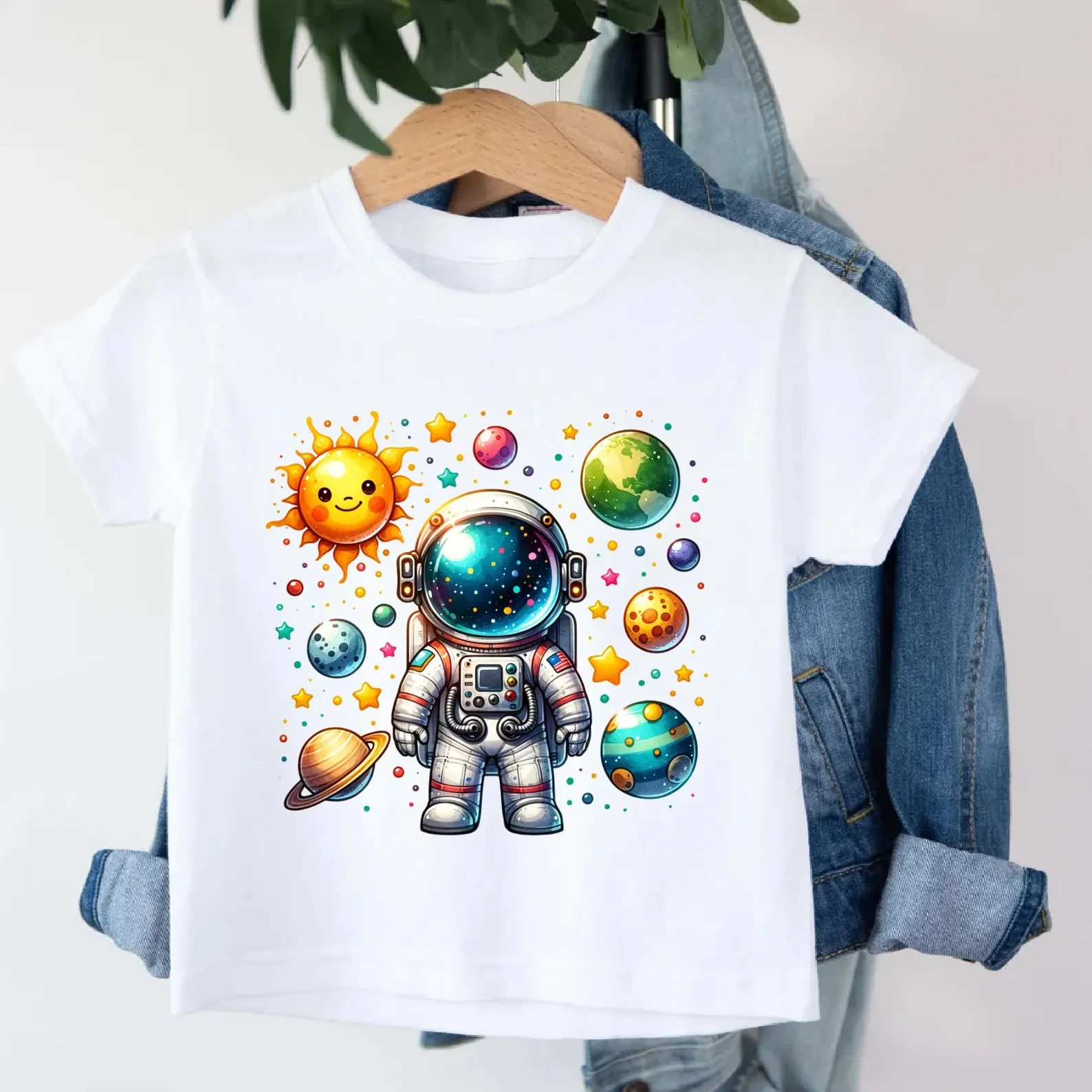 

Alien Planet Sun Printed T Shirt Girls/Boys Kawaii Kids Clothes Summer Short Sleeve T-Shirt White/Pink/Gray/Yellow/Blue T-Shirt