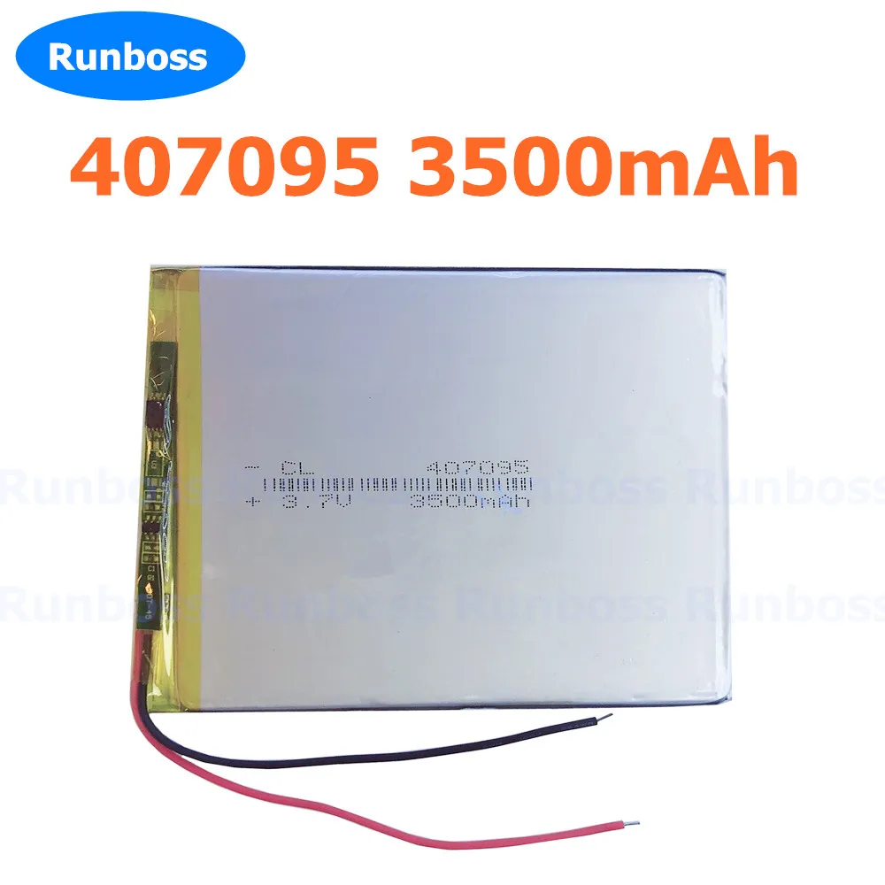 Batterie Lithium-Polymère Rechargeable, 407095 V, 3.7 mAh, pour Lumière LED, Tablettes, PC, E-book, Power Bank, Équipement Médical, 3500