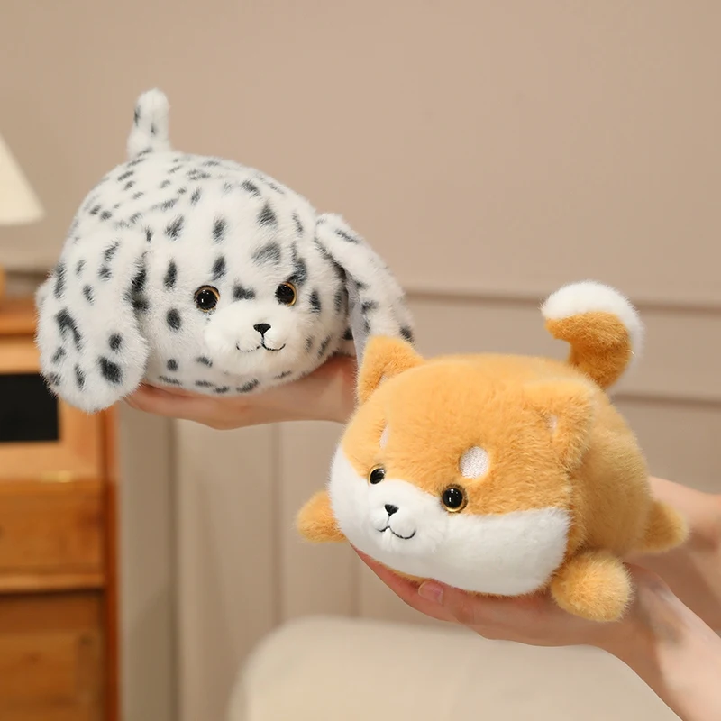 Peluche de Perro Redondo Kawaii de 21 cm, Peluche de Cachorro Acogedor, Muñeco de Peluche de Shiba Inu, Corgi, Dálmata, Decoración para el Hogar, Regalo de Cumpleaños