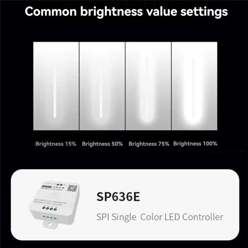 Controlador monocromático ABJY-And-SP636E SPI DC5-24V com suporte para controle remoto de toque 2.4G