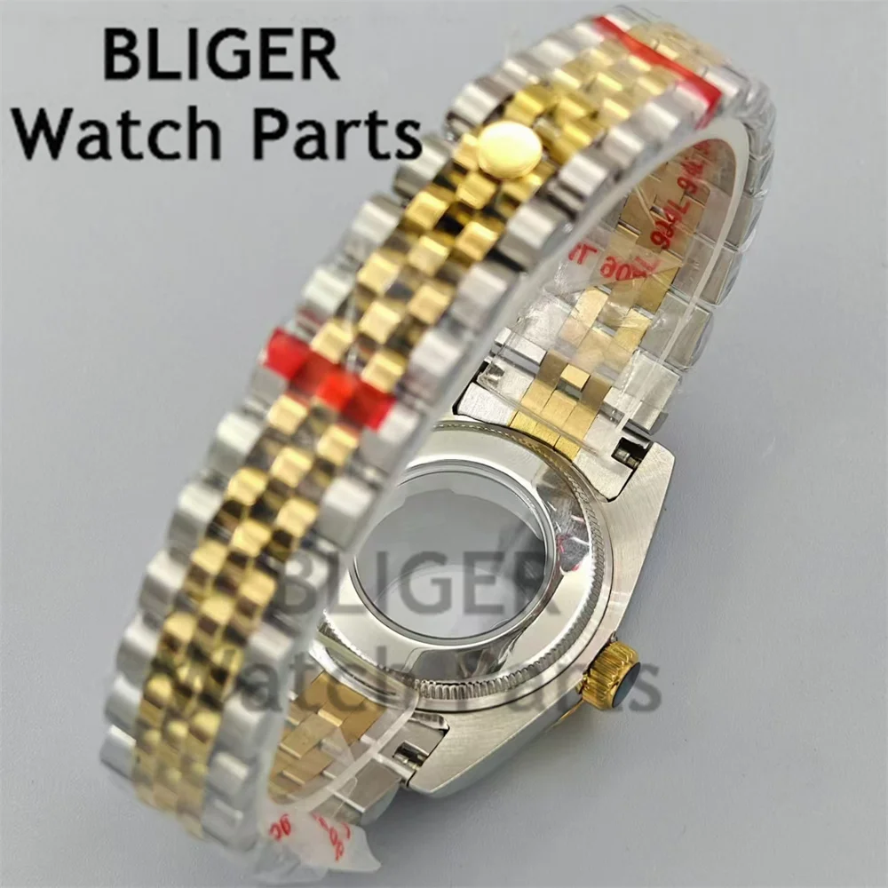 BLIGER 31mm High Quality Women's Case Rose gold/gold Coated Case Sapphire Glass Stainless Steel Strap For NH05 NH06 Movement - view 5