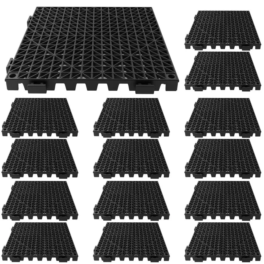 

14 Pcs Bar Countertop Supplies Interlocking Mats 12 x 12 Inch Rubber Black Shelf Liners Bar Drying Coffee Non Slip Spills Mats f