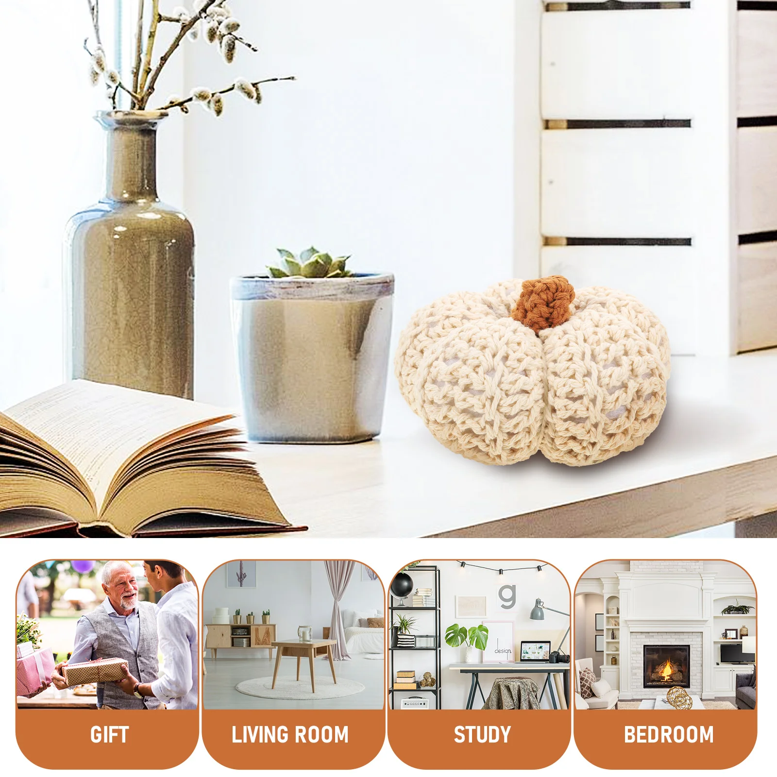 

White Small Pumpkin naments Cotton Rope Harvest Festival Decor Thanksgiving Supplies Fake Pumpkins Prop Fall Party Decoration