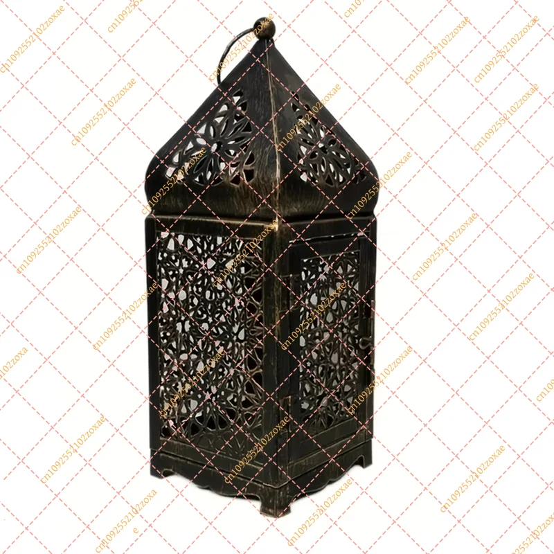 Vintage Metal Candle Holder Lantern - Retro Tabletop Centerpiece for Home Decor, Wedding, Party (Candle Not Included)