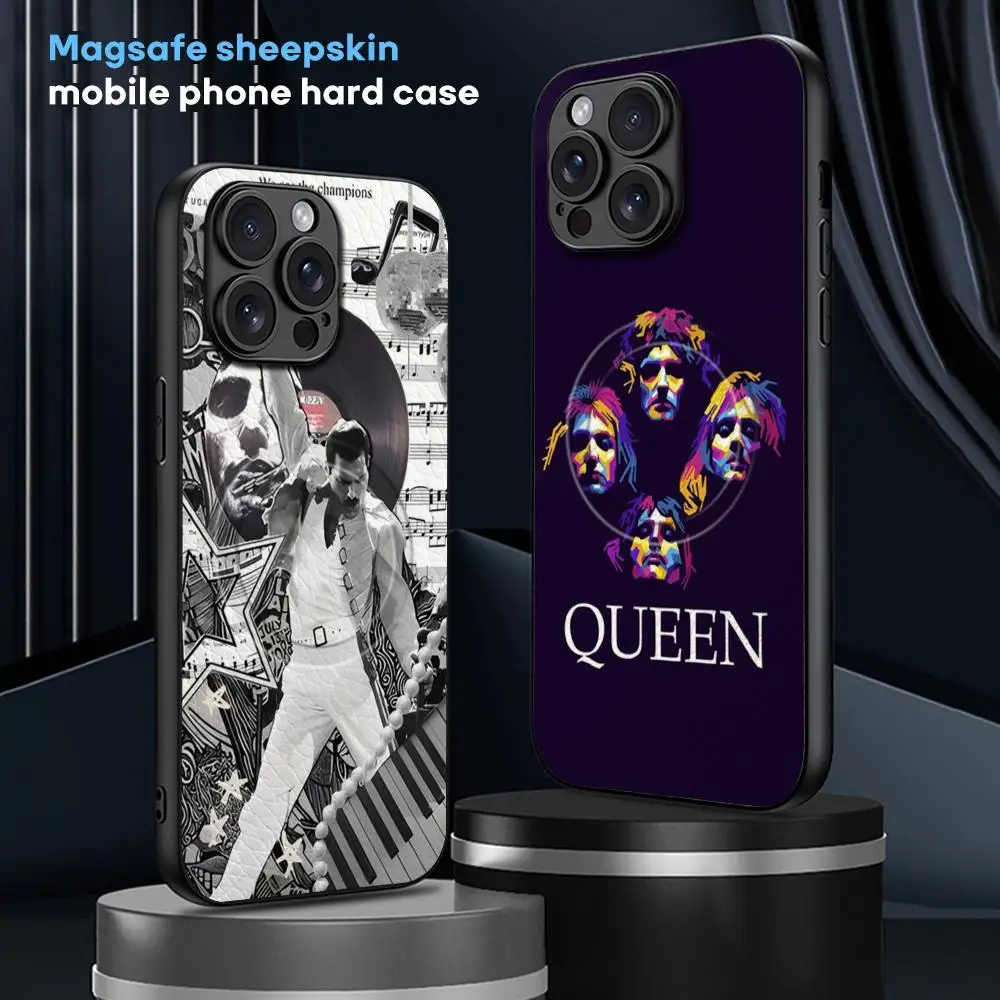 Luxurious Rock Q-Queen Cool Phone Case For iPhone 16 15 14 13 12 11 Plus Pro Max High-end Luxury Magsafe Sheepskin #2