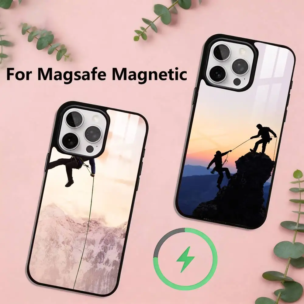 

R-Rock Climbing Wall Phone Case For iPhone17,16,15,14,13,12,11 Plus,Pro Magnetic with Magsafe Wireless Charging