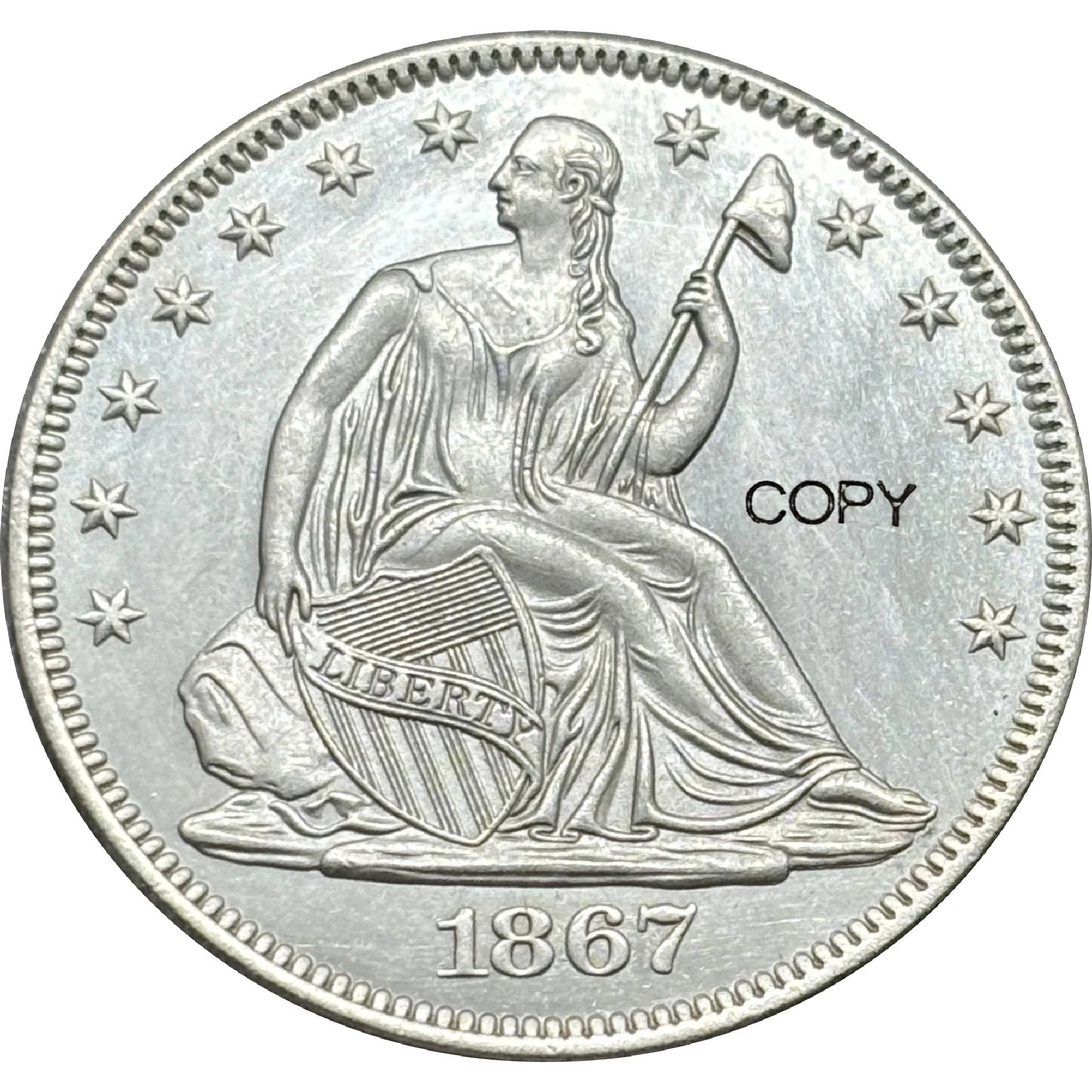 US 1867 Seated 1/2 Half Dollar With Motto USA America Copy Commemorative Coin United States Ww2 Liberty Moneda Collectible Coins