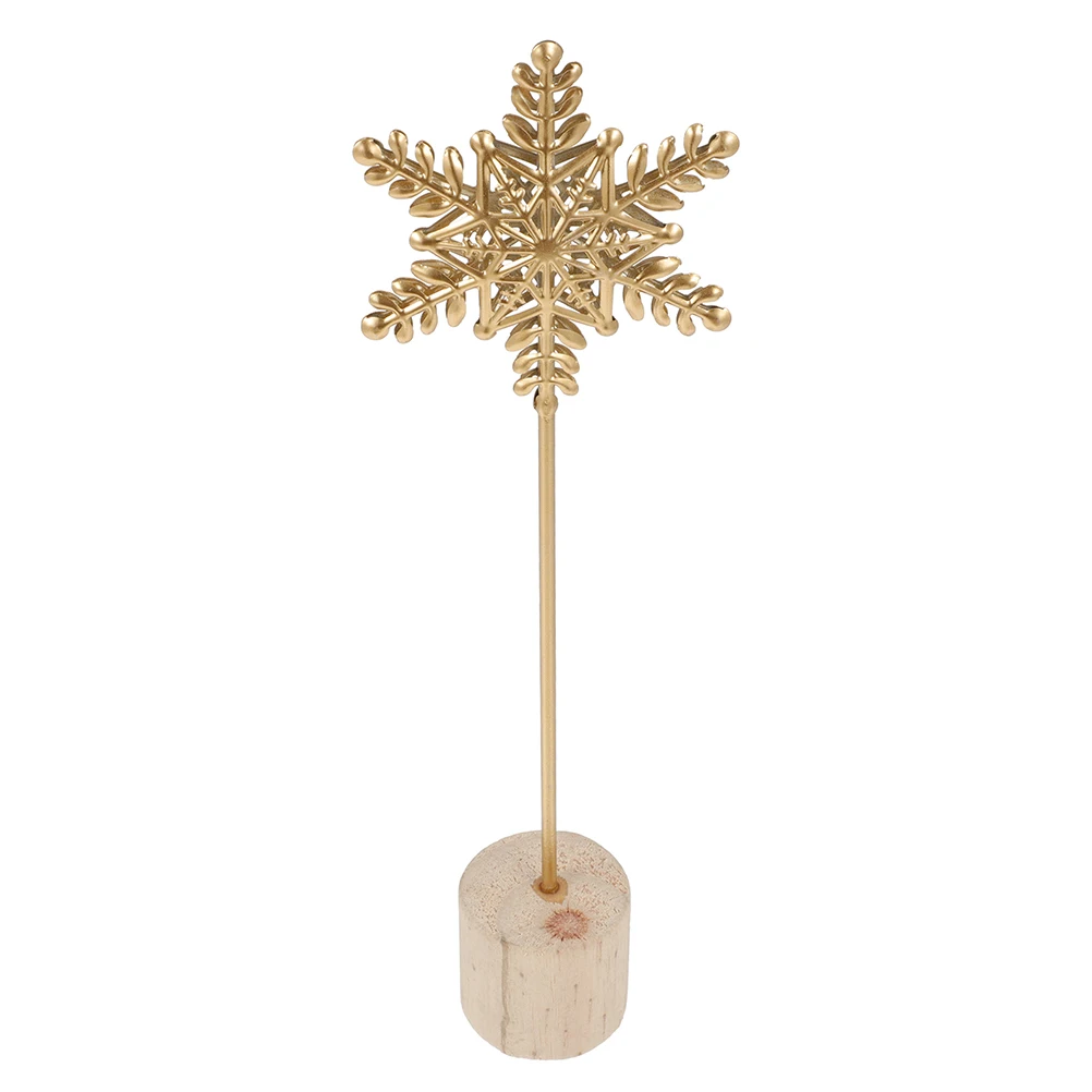 

Snowflake Decor Winter Christmas Desktop Ornament Iron Wood Home Accessories Elegant Rustic Design