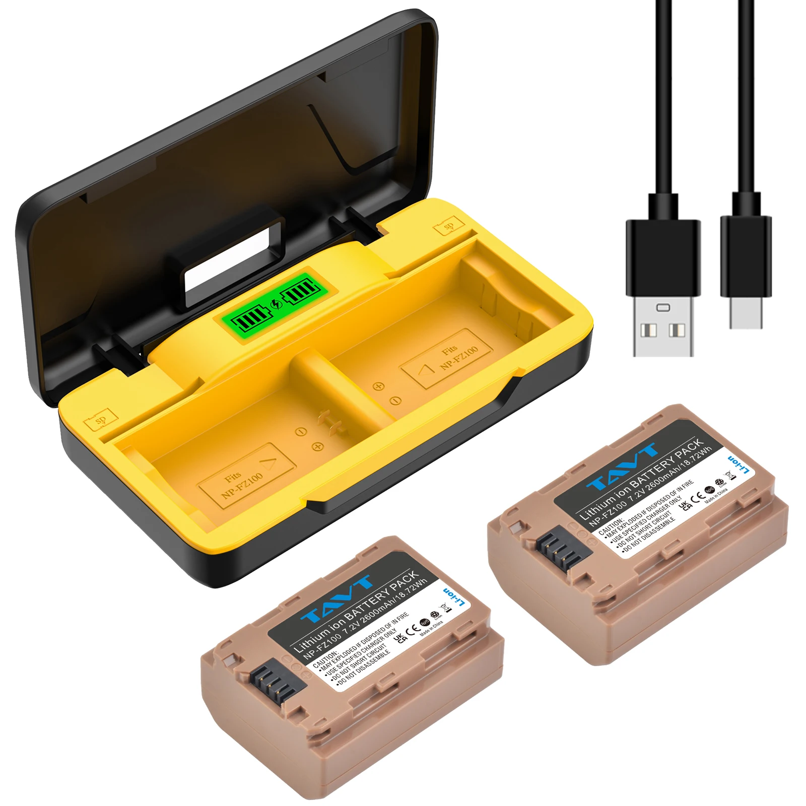 2600mAh NP-FZ100 NP FZ100 Battery and Charger with Type C Port for Sony ZV-E1 BC-QZ1 a9 a7R III a7 III A6600 A6700 A1 A7C