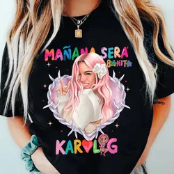 T-shirt en coton à col rond pour hommes et femmes, manches courtes, hauts décontractés Kawaii, Streetwear d'été, Karol G Bichota, Y2K