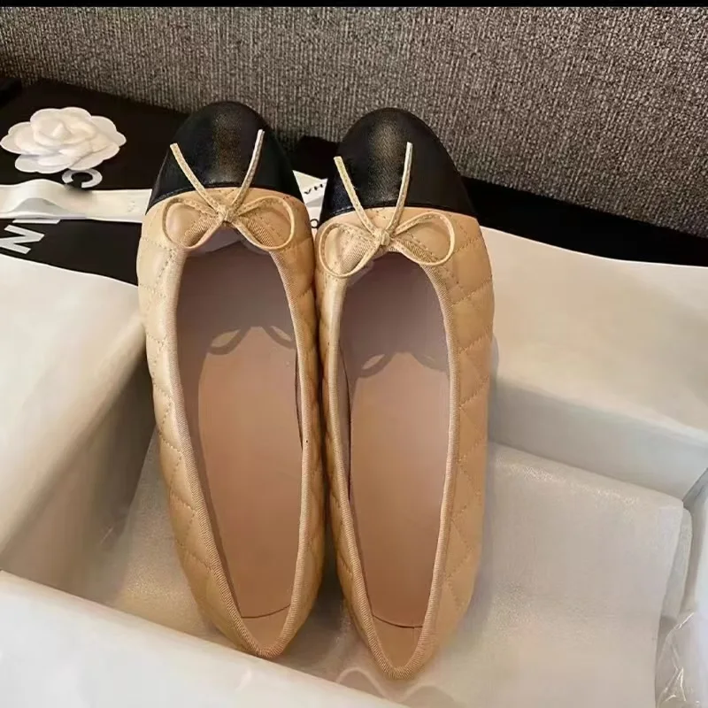 Chaussures plates de Ballet à nœud pour femmes européennes et américaines, nouvelle collection 2025