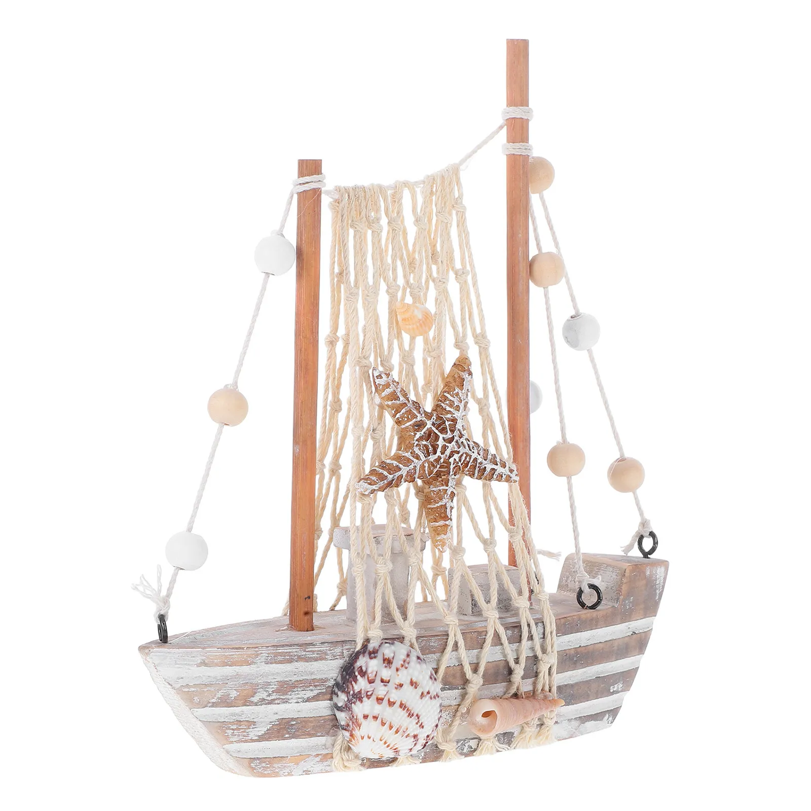 Retro Wooden Sailboat Vintage Nautical Decor Classic Ocean Themed Room Ornament for Bedroom Bathroom Living Room