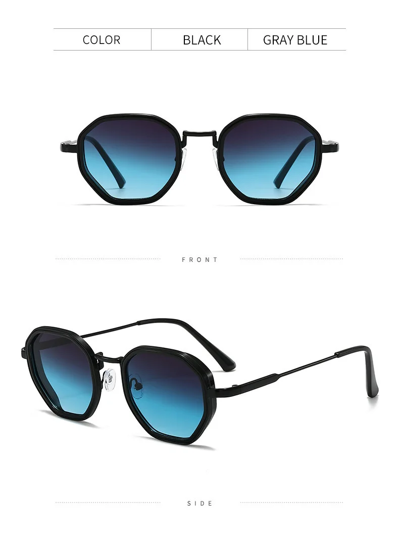 Neue modische Unisex-Sonnenbrille aus Metall mit geometrischem Design, Retro, personalisierbar, trendiger Streetstyle, UV-Schutz, 222 – Detail 12