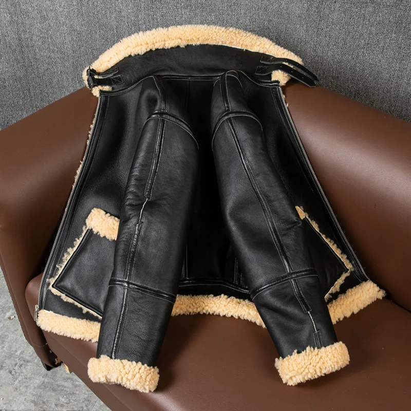 Fur Lapel 2023 Leather Coat Latest Sheepskin Windproof and Warm Oversize European and American Retro Leisure Winter Style