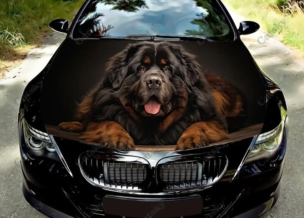 Tibetan Mastiff Animal Car Hood Vinyl Stickers Wrap Vinyl Film Engine Cover Decals Sticker Universal Car Hood Protective Film