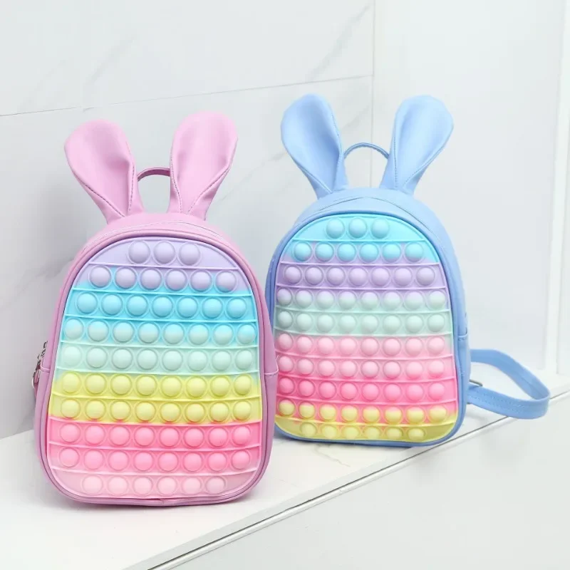 Fashion Multicolour Children Backpack Silicone Zipper Student School Bags for Girls Waterproof Cartoon Cute Shoulder Bag Mochila