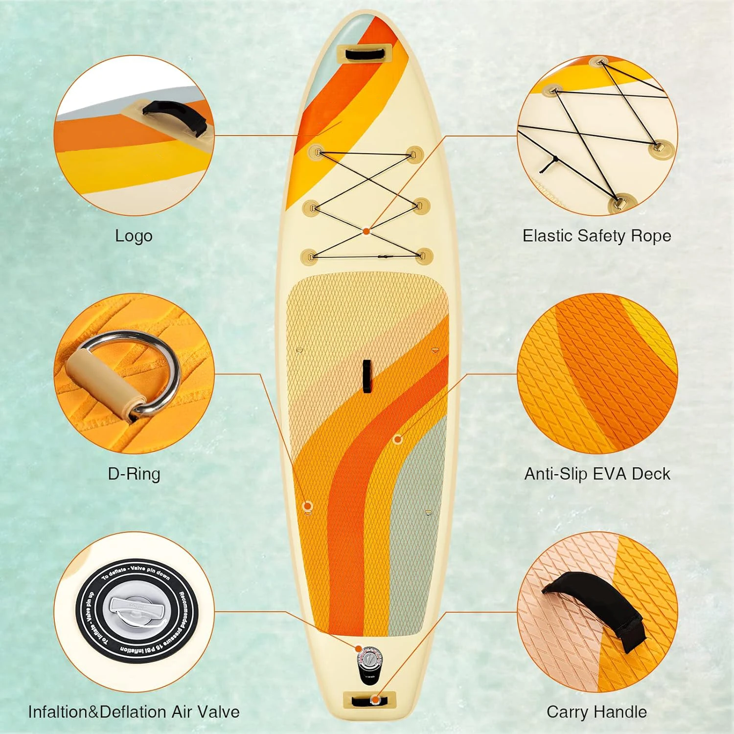 

Inflatable SUP Paddle Board Ultra Portable Lightweight Stable Non-Slip Deck with Adjustable Paddle