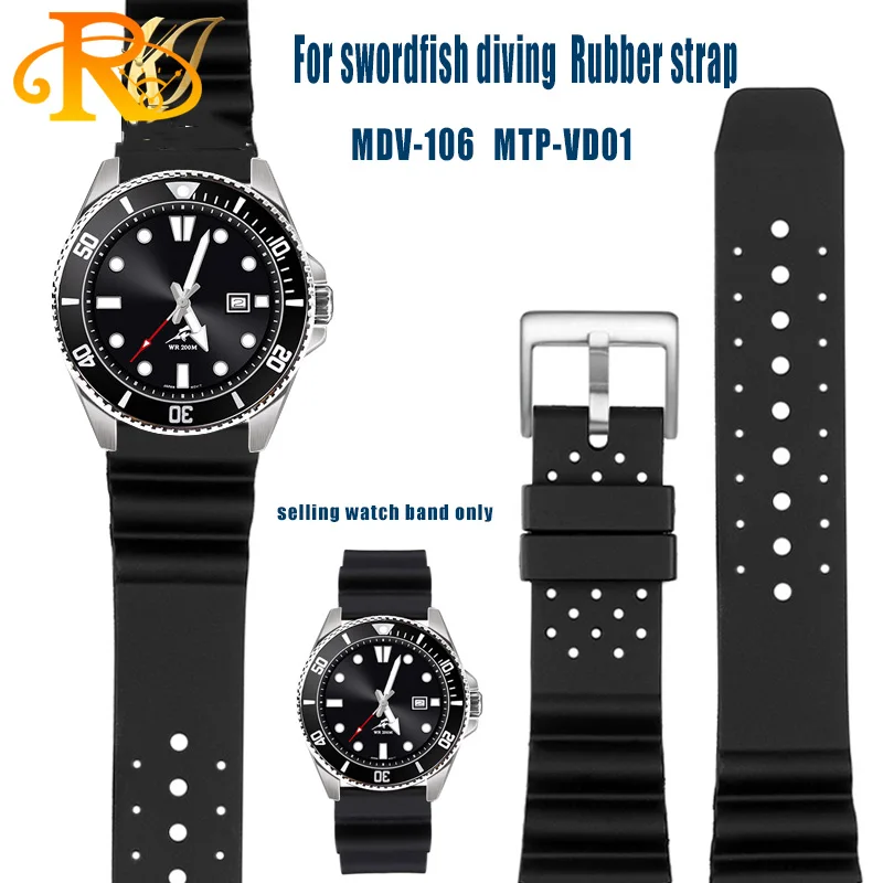 20mm 22mm Rubber Strap For Casio MDV-106 107 Diver Scuba SLA019J1 Watch Strap 2784 Silicone Watchband Seiko Universal Bezel band